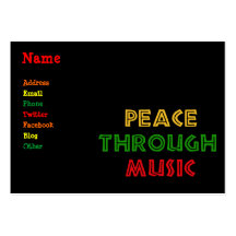 Paz com a música cartões de visita