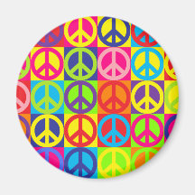 Paz multicolorido ima de geladeira