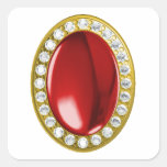 Pedra preciosa vermelha com diamantes adesivo