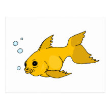 Peixe dourado borbulhante cartao postal