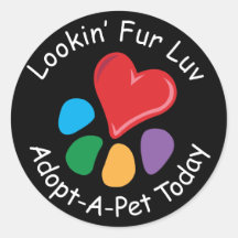 Pele Luv de Adoption_Heart-Paw_Lookin do animal de Adesivo Em Formato Redondo