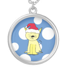 Pendente do gato do papai noel do Natal Bijuteria
