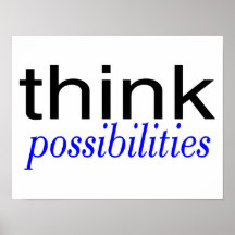 Pense as possibilidades azuis poster