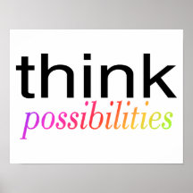Pense multi das possibilidades colorido poster