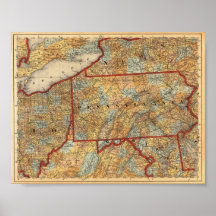 Pensilvânia com reprodução 1845 do Lago Erie Posters
