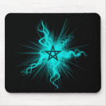 Pentagram de incandescência de néon azul - símbolo mouse pads
