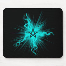 Pentagram de incandescência de néon azul - símbolo mouse pads