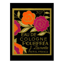 Perfume de 1920 Eau de Água de Colônia Pourprea Cartao Postal