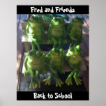 Personalize o poster do sapo de volta à escola