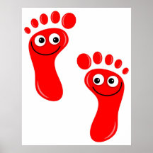 Pés vermelhos felizes poster
