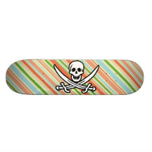 Pêssego & Forest Green Roger alegre listrado Skateboard