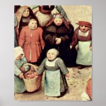 Pessoa idosa de Pieter Bruegel - os jogos das cria Pôsteres