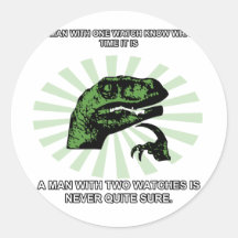 Philosoraptor olha engraçado adesivo em formato redondo