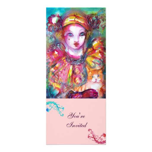 PIERROT COM partido do mascarada do CAT/carnaval Convite Personalizado