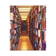 Pilhas da biblioteca impressão de canvas envolvidas