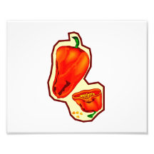 Pimentos alaranjados um cortados no meio gráfico impressão de fotos