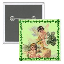 Pin dos querubins do dia de St Patrick do vintage Botons