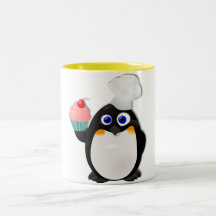 Pinguim do padeiro com cupcake II Canecas