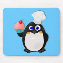 Pinguim do padeiro com cupcake II Mousepads