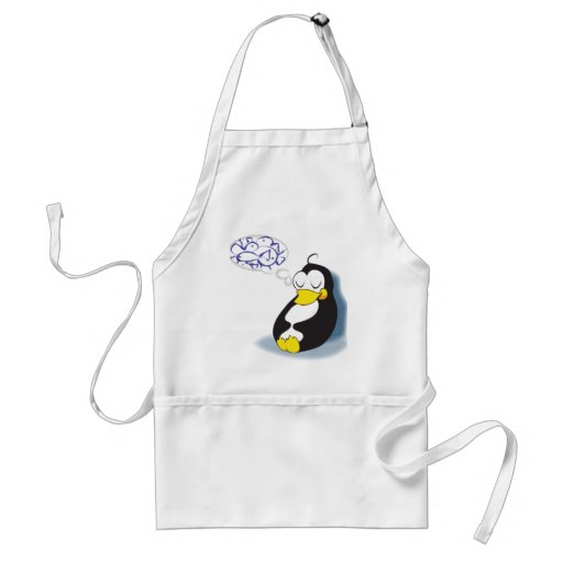 pinguim do sono que sonha sobre o avental dos peix
