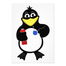 Pinguim dos desenhos animados convite personalizado
