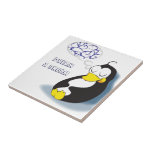 pinguim que sonha sobre os peixes tiile azulejos de cerâmica 