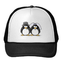 Pinguins dos noivos bonés