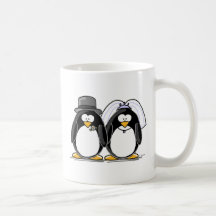 Pinguins dos noivos canecas