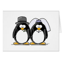 Pinguins dos noivos cartoes