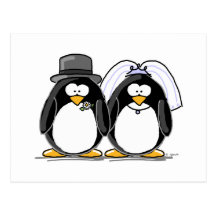 Pinguins dos noivos cartoes postais