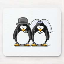 Pinguins dos noivos mousepads