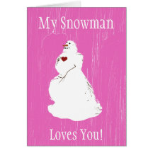 pinkice, valentinesnowman, meu boneco de neve, amo cartão
