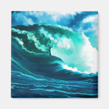 Pintura a óleo pacífica do surf do inverno imãs