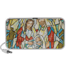 Pintura da natividade do vitral caixinha de som para notebook