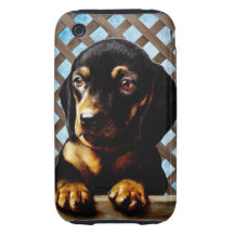 PINTURA DO FILHOTE DE CACHORRO DO DACHSHUND DO VIN CAPAS FORTES DE iPhone 3
