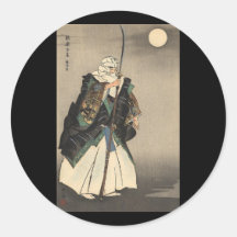 Pintura japonesa do guerreiro. Cerca de 1922 Adesivo Em Formato Redondo