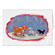 pintura moderna bonito da arte popular de 12 cães  cartões