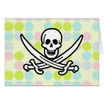 Pirata bonito; Cores Pastel, bolinhas Cartões