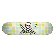 Pirata bonito; Cores Pastel, bolinhas Skate Boards