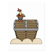 Piratas · Arca do tesouro & papagaio Cartão Postal