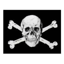Piratas crânio preto e Crossbones Cartao Postal