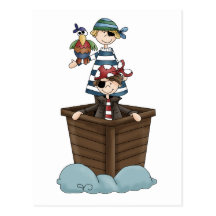 Piratas · Dois piratas em um barco Cartão Postal