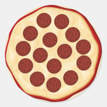 Pizza com pepperoni adesivos redondos