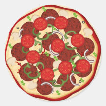 Pizza suprema adesivo em formato redondo