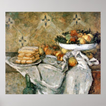 Placa com frutas e dedos do sponger - Cézanne Pôsteres