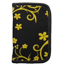Planejador ornamentado preto e amarelo organizadores