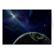 Planetas com estrela Pulsor em Notecard Cartoes