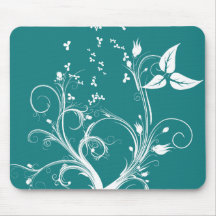 Planta abstrata ciana e do branco mouse pads