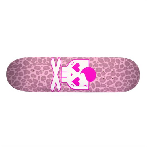 PLATAFORMA DO LEOPARDO DO ROSA DO CRÂNIO DE KAWAII SKATE BOARDS