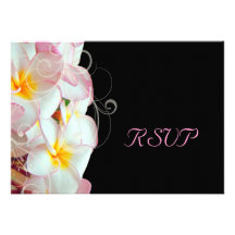 Plumeria/praia/tropical do rosa do rsvp de PixDezi Convite